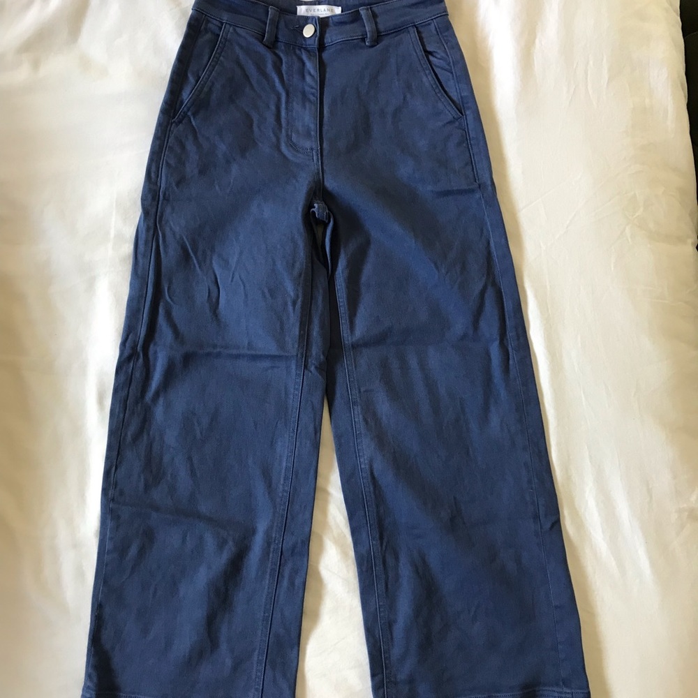 Everlane blue wide leg crop jean pant